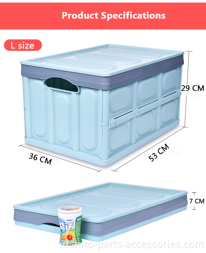 2020 Desain Baru 30L ECO ABS Plastics Stackable Sorting Basket Container Travel Backup Trunk Car Box Penyimpanan Lipat Dalam